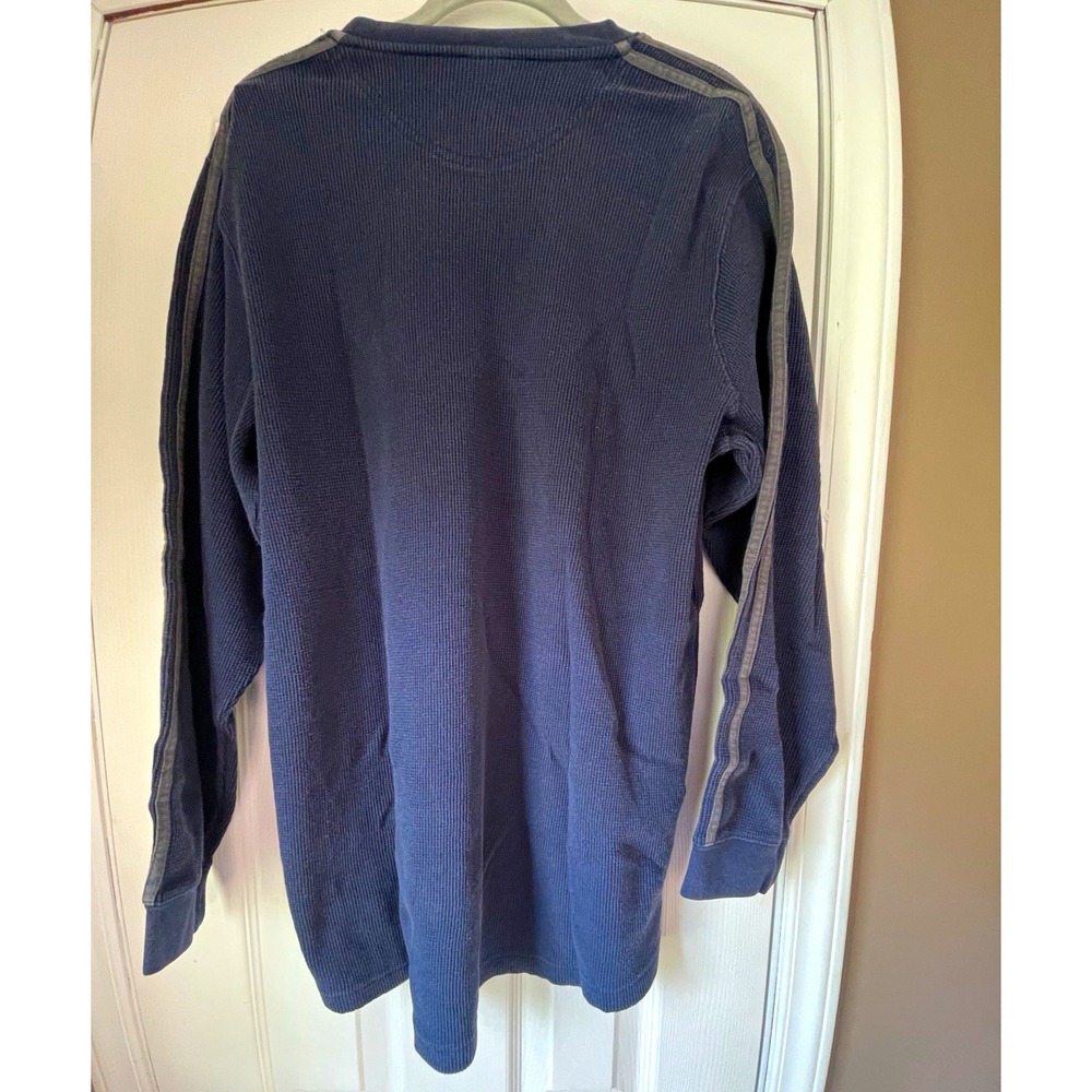 Vintage adidas Men's L Blue Solid Cotton Knit Logo Crewneck Pullover thermal